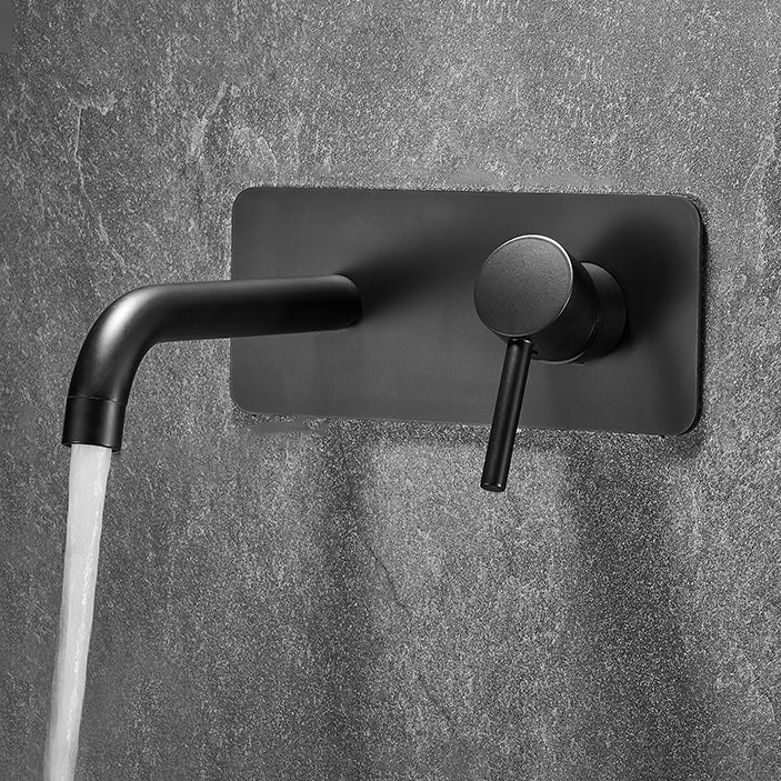 Bathroom Faucet Wall-mounted Lever Handle Multi-function Faucet Matte Black Swivel Clearhalo 'Bathroom Remodel & Bathroom Fixtures' 'Bathroom Sink Faucets' 'Bathroom Sinks & Faucet Components' 'bathroom_sink_faucets' 'Home Improvement' 'home_improvement' 'home_improvement_bathroom_sink_faucets' 7110652