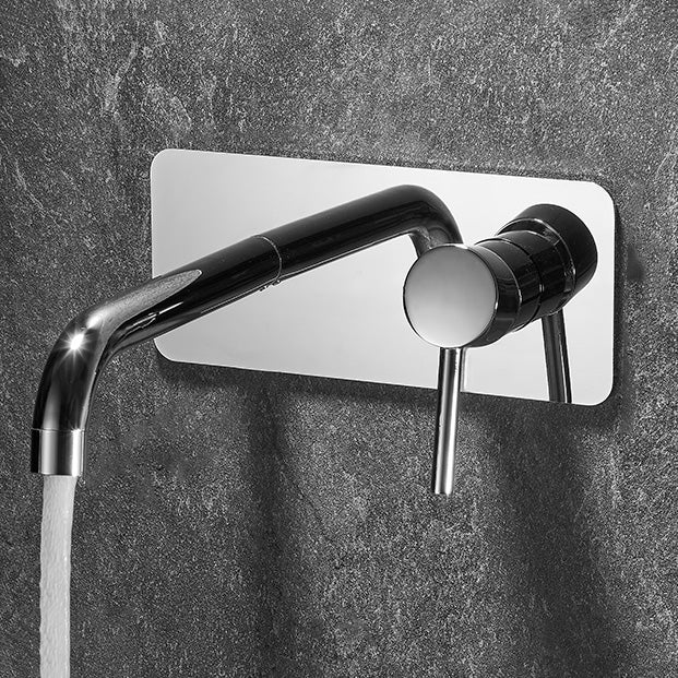 Bathroom Faucet Wall-mounted Lever Handle Multi-function Faucet Nickel Swivel Clearhalo 'Bathroom Remodel & Bathroom Fixtures' 'Bathroom Sink Faucets' 'Bathroom Sinks & Faucet Components' 'bathroom_sink_faucets' 'Home Improvement' 'home_improvement' 'home_improvement_bathroom_sink_faucets' 7110655