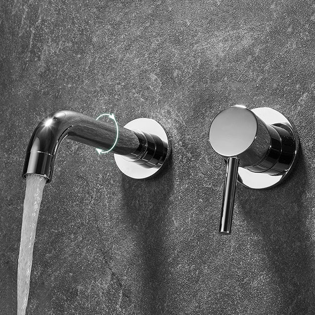 Bathroom Faucet Wall-mounted Lever Handle Multi-function Faucet Chrome Swivel Clearhalo 'Bathroom Remodel & Bathroom Fixtures' 'Bathroom Sink Faucets' 'Bathroom Sinks & Faucet Components' 'bathroom_sink_faucets' 'Home Improvement' 'home_improvement' 'home_improvement_bathroom_sink_faucets' 7110656