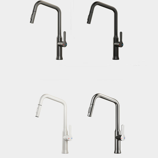 Swivel Spout Kitchen Sink Faucet 304 Stainless Steel with Pull Out Sprayer Clearhalo 'Home Improvement' 'home_improvement' 'home_improvement_kitchen_faucets' 'Kitchen Faucets' 'Kitchen Remodel & Kitchen Fixtures' 'Kitchen Sinks & Faucet Components' 'kitchen_faucets' 7110838