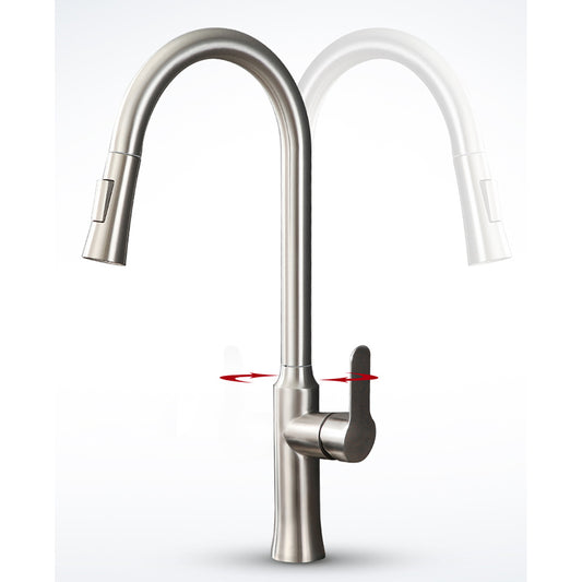 Contemporary Kitchen Faucet High Arch No Sensor with Pull Down Sprayer Clearhalo 'Home Improvement' 'home_improvement' 'home_improvement_kitchen_faucets' 'Kitchen Faucets' 'Kitchen Remodel & Kitchen Fixtures' 'Kitchen Sinks & Faucet Components' 'kitchen_faucets' 7110851