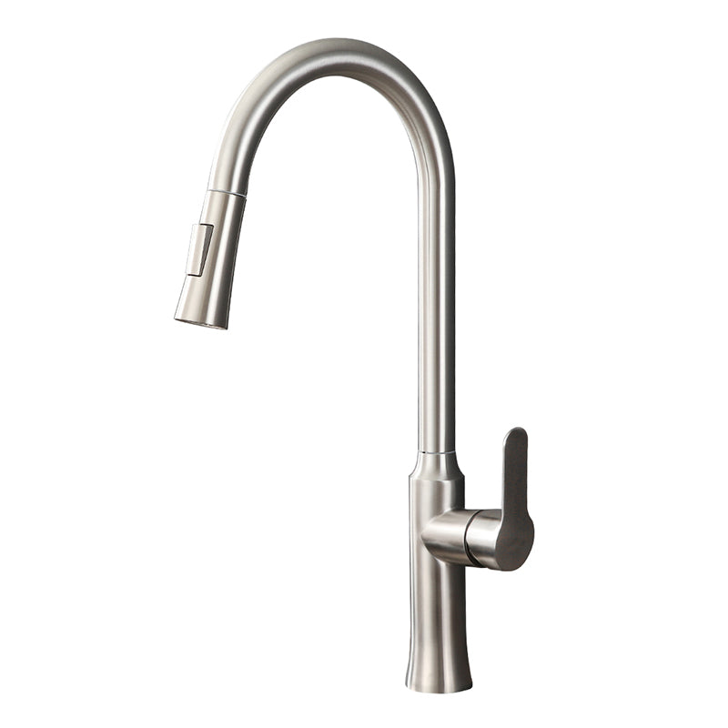 Contemporary Kitchen Faucet High Arch No Sensor with Pull Down Sprayer Clearhalo 'Home Improvement' 'home_improvement' 'home_improvement_kitchen_faucets' 'Kitchen Faucets' 'Kitchen Remodel & Kitchen Fixtures' 'Kitchen Sinks & Faucet Components' 'kitchen_faucets' 7110855