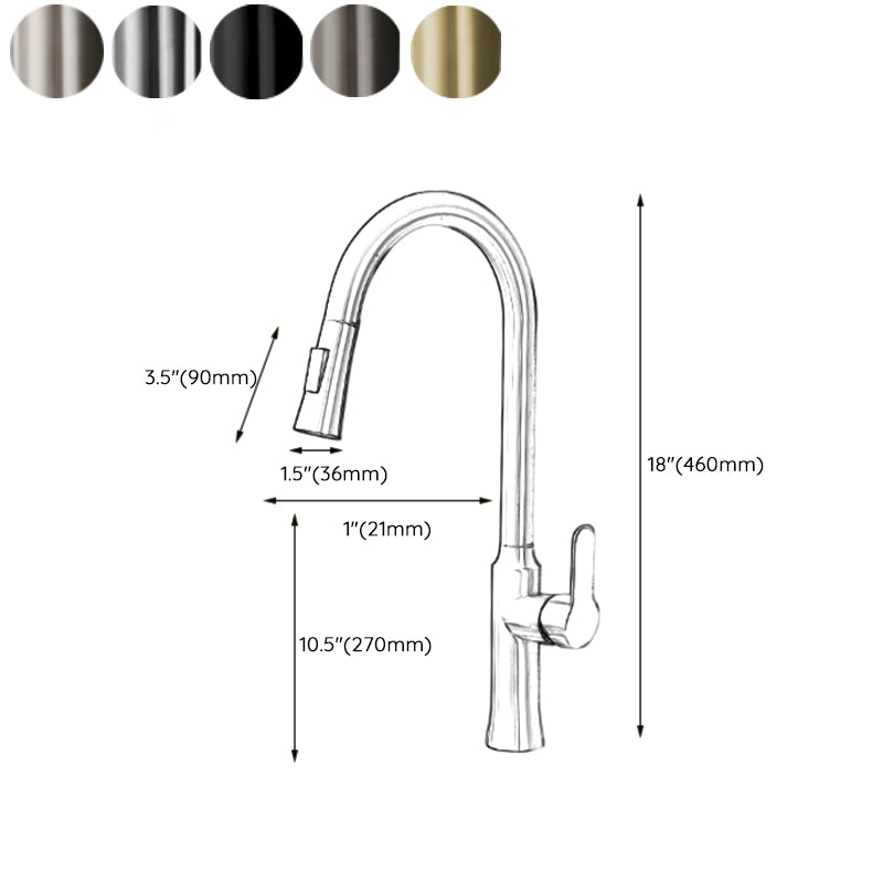 Contemporary Kitchen Faucet High Arch No Sensor with Pull Down Sprayer Clearhalo 'Home Improvement' 'home_improvement' 'home_improvement_kitchen_faucets' 'Kitchen Faucets' 'Kitchen Remodel & Kitchen Fixtures' 'Kitchen Sinks & Faucet Components' 'kitchen_faucets' 7110860