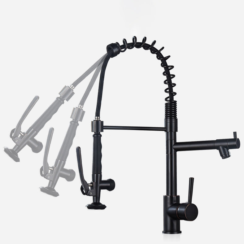 Modern Farmhouse Spring Spout Kitchen Sink Faucet Gooseneck with Pull Down Sprayer Clearhalo 'Home Improvement' 'home_improvement' 'home_improvement_kitchen_faucets' 'Kitchen Faucets' 'Kitchen Remodel & Kitchen Fixtures' 'Kitchen Sinks & Faucet Components' 'kitchen_faucets' 7110868