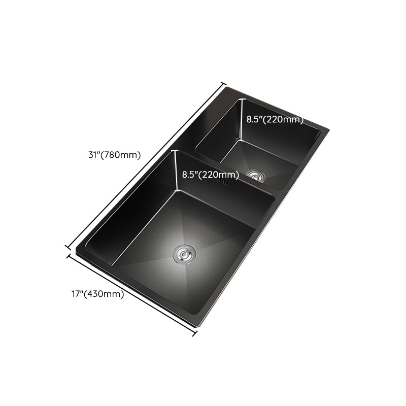 Contemporary Style Kitchen Sink Stainless Steel Drop-In Kitchen Double Sink Clearhalo 'Home Improvement' 'home_improvement' 'home_improvement_kitchen_sinks' 'Kitchen Remodel & Kitchen Fixtures' 'Kitchen Sinks & Faucet Components' 'Kitchen Sinks' 'kitchen_sinks' 7110904