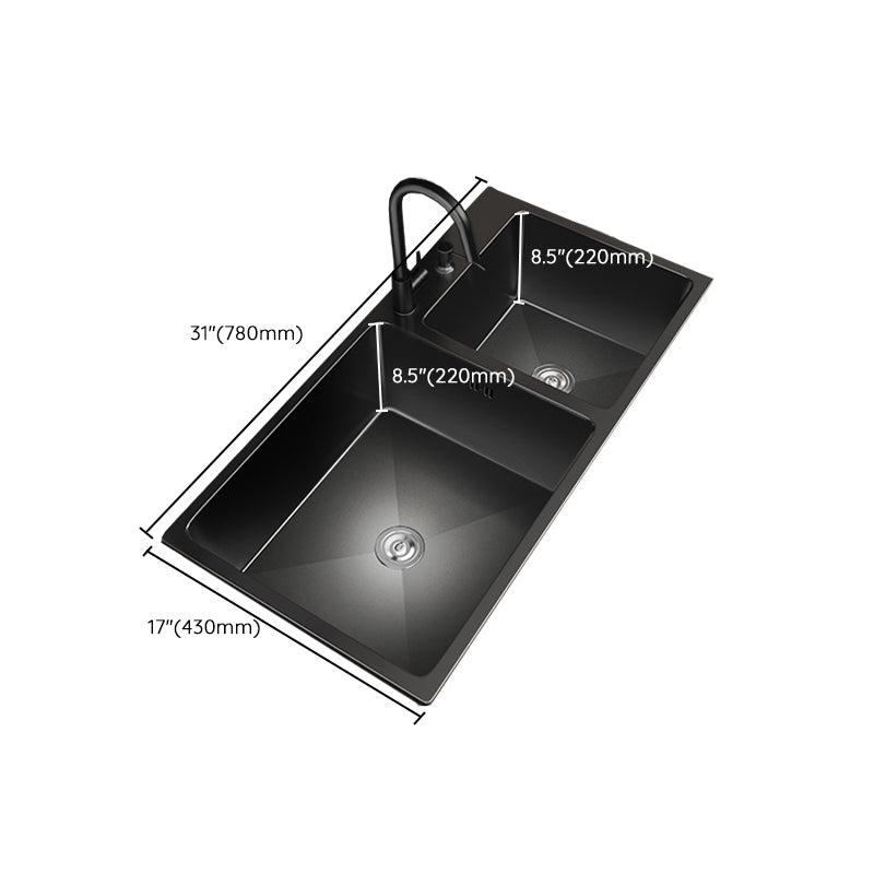 Contemporary Style Kitchen Sink Stainless Steel Drop-In Kitchen Double Sink Clearhalo 'Home Improvement' 'home_improvement' 'home_improvement_kitchen_sinks' 'Kitchen Remodel & Kitchen Fixtures' 'Kitchen Sinks & Faucet Components' 'Kitchen Sinks' 'kitchen_sinks' 7110905