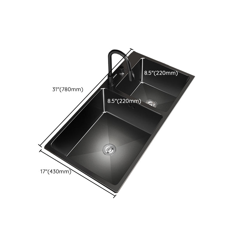 Contemporary Style Kitchen Sink Stainless Steel Drop-In Kitchen Double Sink Clearhalo 'Home Improvement' 'home_improvement' 'home_improvement_kitchen_sinks' 'Kitchen Remodel & Kitchen Fixtures' 'Kitchen Sinks & Faucet Components' 'Kitchen Sinks' 'kitchen_sinks' 7110906