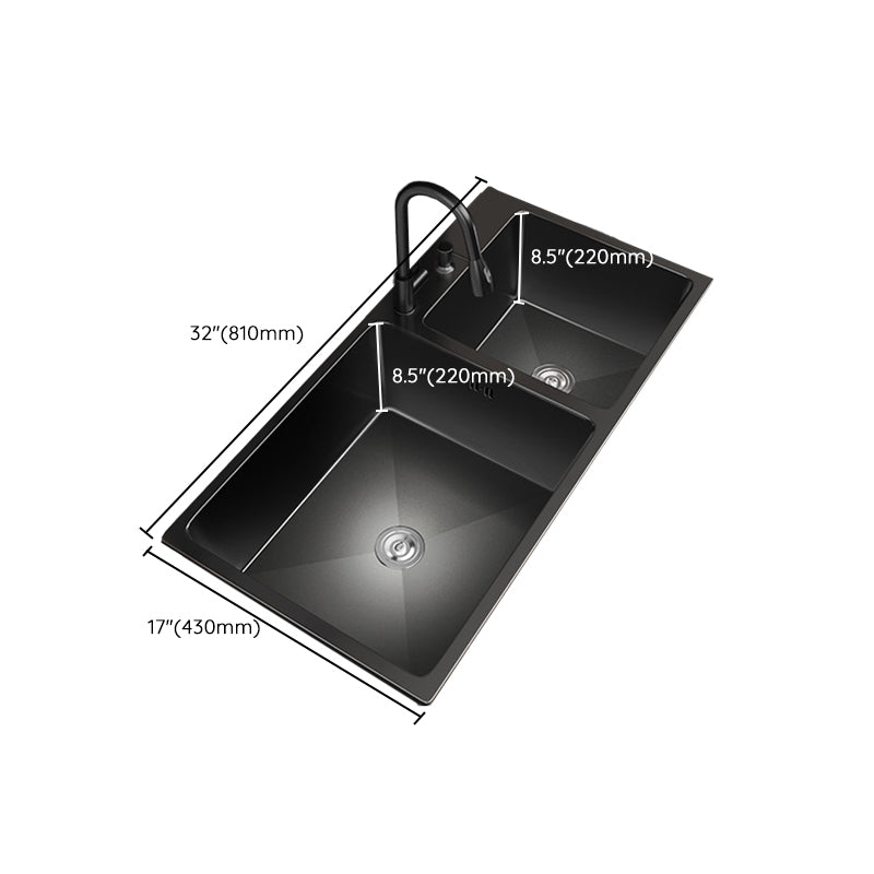 Contemporary Style Kitchen Sink Stainless Steel Drop-In Kitchen Double Sink Clearhalo 'Home Improvement' 'home_improvement' 'home_improvement_kitchen_sinks' 'Kitchen Remodel & Kitchen Fixtures' 'Kitchen Sinks & Faucet Components' 'Kitchen Sinks' 'kitchen_sinks' 7110910