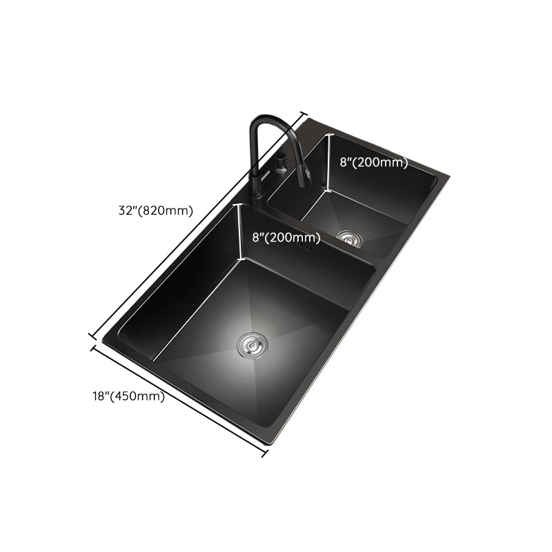 Contemporary Style Kitchen Sink Stainless Steel Drop-In Kitchen Double Sink Clearhalo 'Home Improvement' 'home_improvement' 'home_improvement_kitchen_sinks' 'Kitchen Remodel & Kitchen Fixtures' 'Kitchen Sinks & Faucet Components' 'Kitchen Sinks' 'kitchen_sinks' 7110914