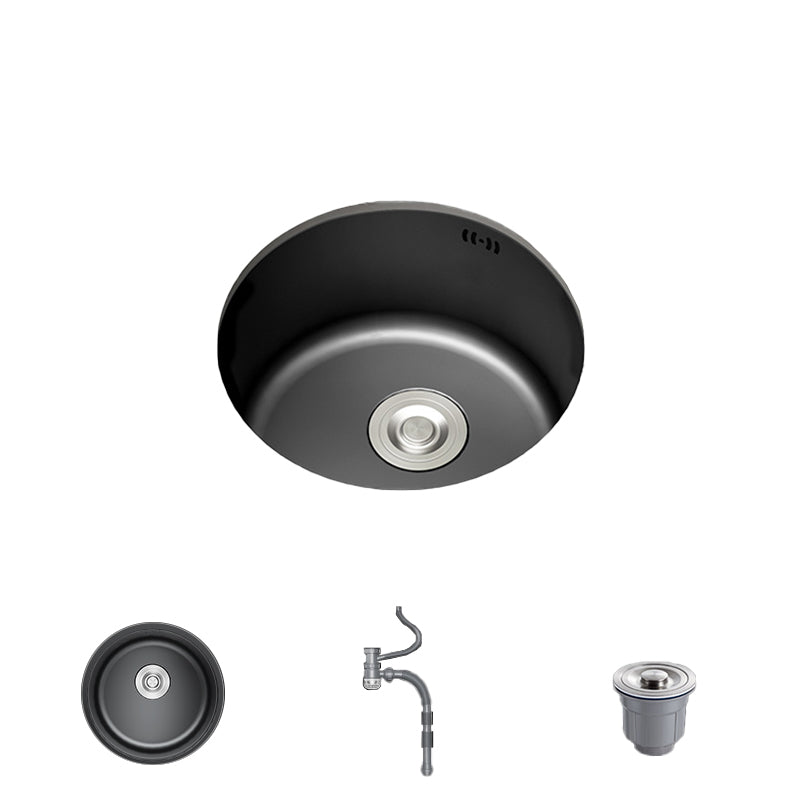 Single Bowl Stainless Steel Sink in black with Strainer Undermount Kitchen Sink Sink Only None Clearhalo 'Home Improvement' 'home_improvement' 'home_improvement_kitchen_sinks' 'Kitchen Remodel & Kitchen Fixtures' 'Kitchen Sinks & Faucet Components' 'Kitchen Sinks' 'kitchen_sinks' 7110921