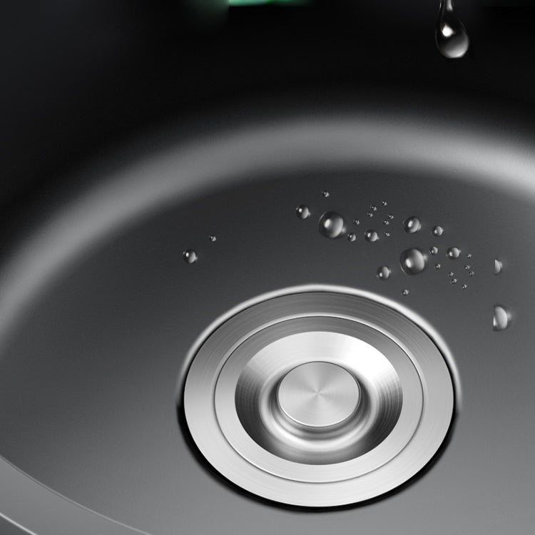 Single Bowl Stainless Steel Sink in black with Strainer Undermount Kitchen Sink Clearhalo 'Home Improvement' 'home_improvement' 'home_improvement_kitchen_sinks' 'Kitchen Remodel & Kitchen Fixtures' 'Kitchen Sinks & Faucet Components' 'Kitchen Sinks' 'kitchen_sinks' 7110924