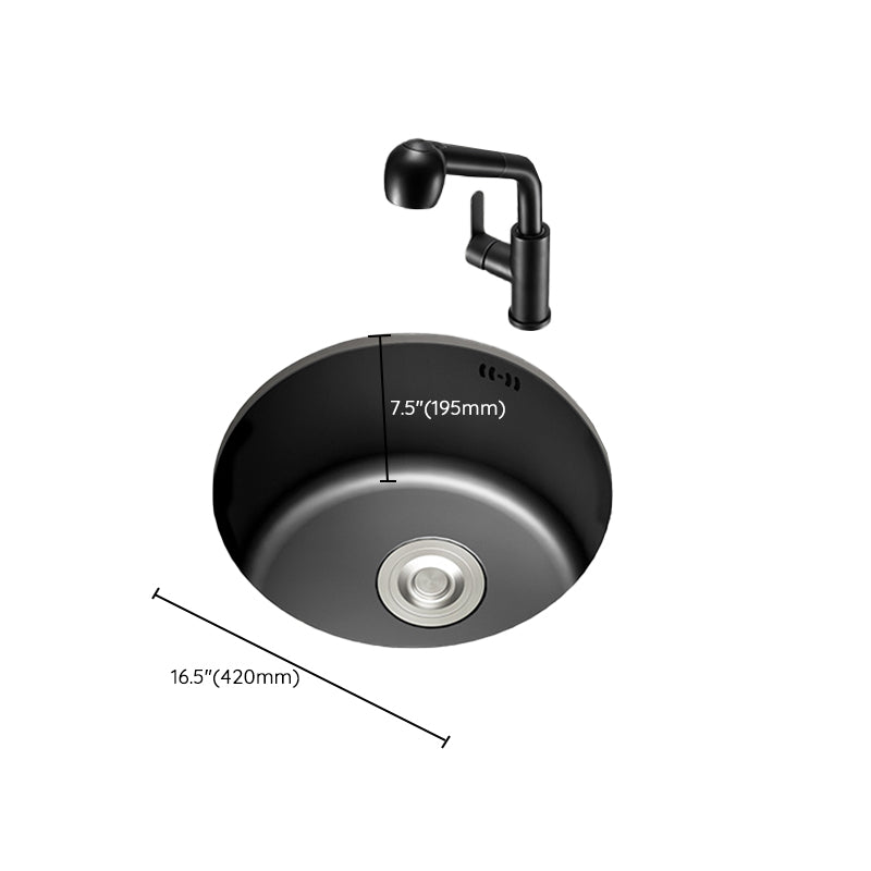 Single Bowl Stainless Steel Sink in black with Strainer Undermount Kitchen Sink Clearhalo 'Home Improvement' 'home_improvement' 'home_improvement_kitchen_sinks' 'Kitchen Remodel & Kitchen Fixtures' 'Kitchen Sinks & Faucet Components' 'Kitchen Sinks' 'kitchen_sinks' 7110931
