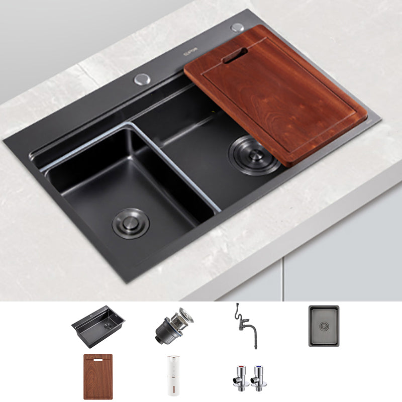 Kitchen Sink Ceramic Rectangular Faucet Pull-out Black Kitchen Sink Sink Only Clearhalo 'Home Improvement' 'home_improvement' 'home_improvement_kitchen_sinks' 'Kitchen Remodel & Kitchen Fixtures' 'Kitchen Sinks & Faucet Components' 'Kitchen Sinks' 'kitchen_sinks' 7110934