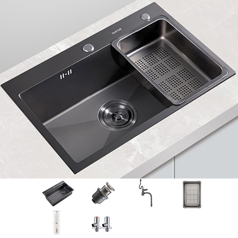 Kitchen Sink Ceramic Rectangular Faucet Pull-out Black Kitchen Sink Sink Only Clearhalo 'Home Improvement' 'home_improvement' 'home_improvement_kitchen_sinks' 'Kitchen Remodel & Kitchen Fixtures' 'Kitchen Sinks & Faucet Components' 'Kitchen Sinks' 'kitchen_sinks' 7110935