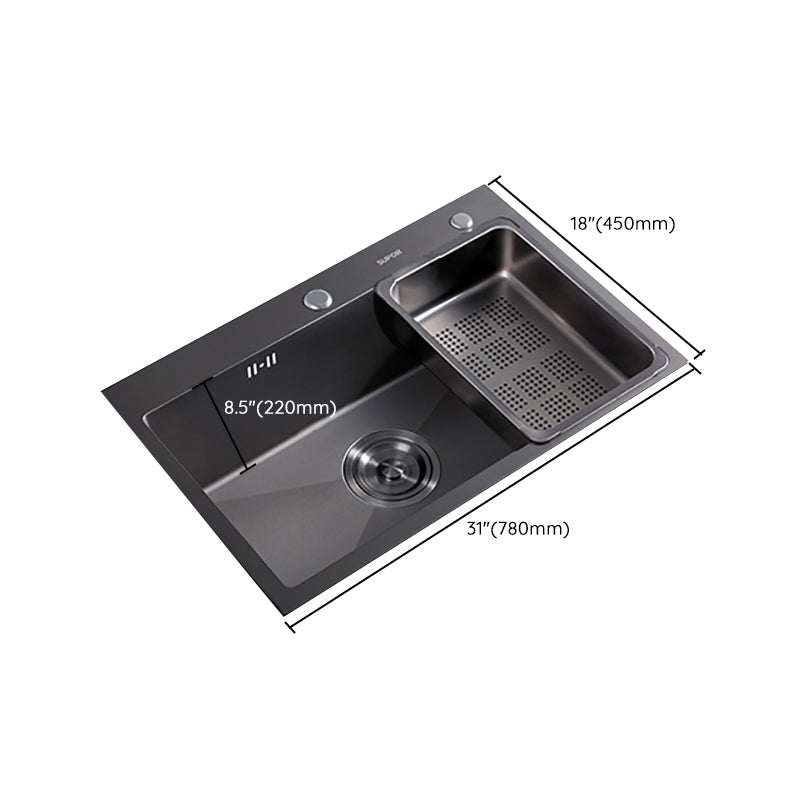 Kitchen Sink Ceramic Rectangular Faucet Pull-out Black Kitchen Sink Clearhalo 'Home Improvement' 'home_improvement' 'home_improvement_kitchen_sinks' 'Kitchen Remodel & Kitchen Fixtures' 'Kitchen Sinks & Faucet Components' 'Kitchen Sinks' 'kitchen_sinks' 7110950