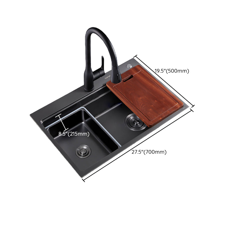 Kitchen Sink Ceramic Rectangular Faucet Pull-out Black Kitchen Sink Clearhalo 'Home Improvement' 'home_improvement' 'home_improvement_kitchen_sinks' 'Kitchen Remodel & Kitchen Fixtures' 'Kitchen Sinks & Faucet Components' 'Kitchen Sinks' 'kitchen_sinks' 7110952