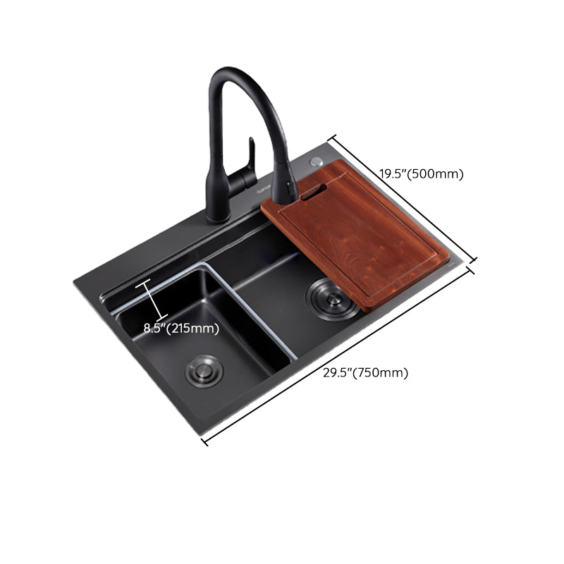 Kitchen Sink Ceramic Rectangular Faucet Pull-out Black Kitchen Sink Clearhalo 'Home Improvement' 'home_improvement' 'home_improvement_kitchen_sinks' 'Kitchen Remodel & Kitchen Fixtures' 'Kitchen Sinks & Faucet Components' 'Kitchen Sinks' 'kitchen_sinks' 7110953