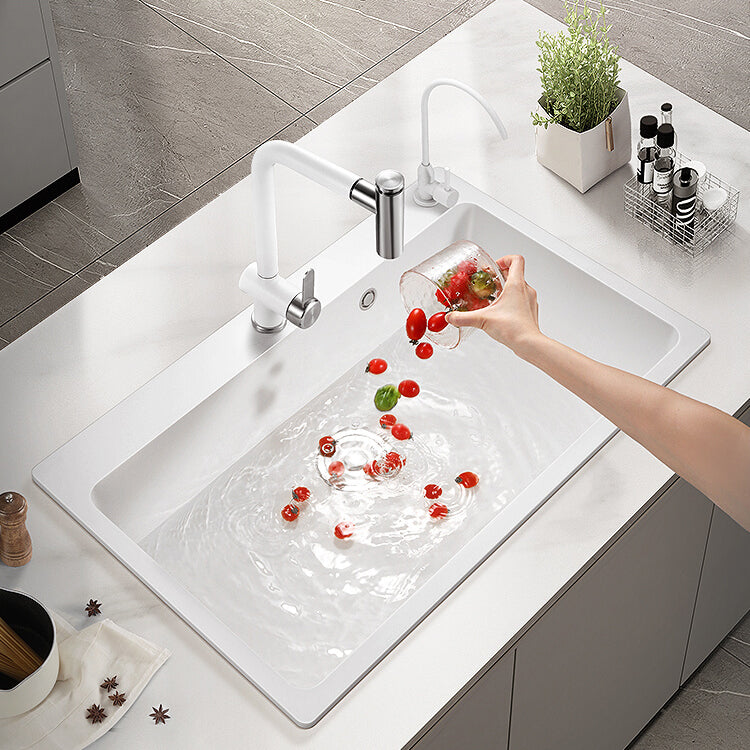 Kitchen Sink Ceramic Rectangular Anti-spill Pull-out Faucet Sink Clearhalo 'Home Improvement' 'home_improvement' 'home_improvement_kitchen_sinks' 'Kitchen Remodel & Kitchen Fixtures' 'Kitchen Sinks & Faucet Components' 'Kitchen Sinks' 'kitchen_sinks' 7110957