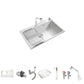 Kitchen Sink Ceramic Rectangular Anti-spill Pull-out Faucet Sink Sink with Faucet Pull Out Faucet Clearhalo 'Home Improvement' 'home_improvement' 'home_improvement_kitchen_sinks' 'Kitchen Remodel & Kitchen Fixtures' 'Kitchen Sinks & Faucet Components' 'Kitchen Sinks' 'kitchen_sinks' 7110961