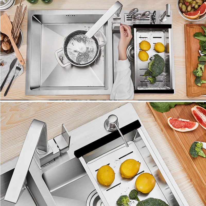 Drop-In Kitchen Sink Stainless Steel Modern Style Rectangle Kitchen Double Sink Clearhalo 'Home Improvement' 'home_improvement' 'home_improvement_kitchen_sinks' 'Kitchen Remodel & Kitchen Fixtures' 'Kitchen Sinks & Faucet Components' 'Kitchen Sinks' 'kitchen_sinks' 7110990