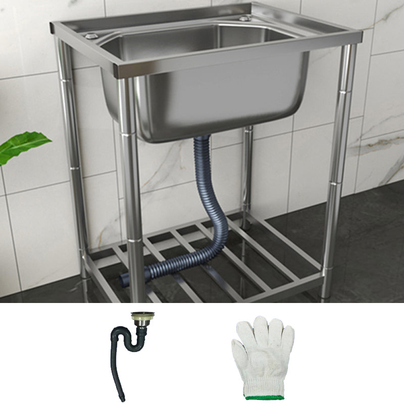 Modern Style Kitchen Sink Stainless Steel All-in-one Kitchen Sink with Drain Assembly 25"L x 19"W x 31"H Sink Only Not Available Clearhalo 'Home Improvement' 'home_improvement' 'home_improvement_kitchen_sinks' 'Kitchen Remodel & Kitchen Fixtures' 'Kitchen Sinks & Faucet Components' 'Kitchen Sinks' 'kitchen_sinks' 7111030