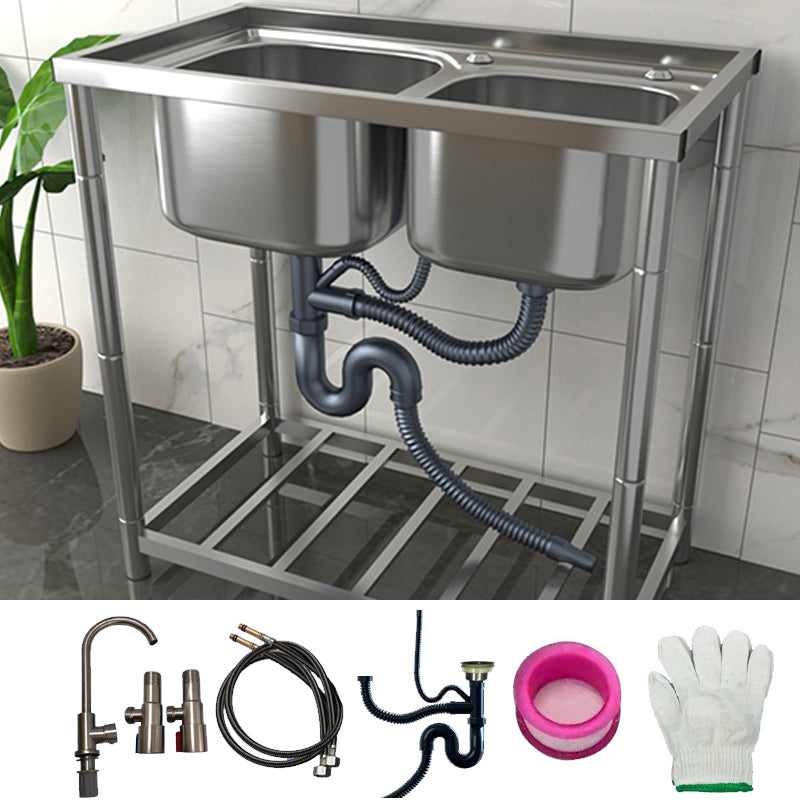 Modern Style Kitchen Sink Stainless Steel All-in-one Kitchen Sink with Drain Assembly 31"L x 17"W x 31"H Sink with Faucet Hot/Cold Water Dispensers Clearhalo 'Home Improvement' 'home_improvement' 'home_improvement_kitchen_sinks' 'Kitchen Remodel & Kitchen Fixtures' 'Kitchen Sinks & Faucet Components' 'Kitchen Sinks' 'kitchen_sinks' 7111038