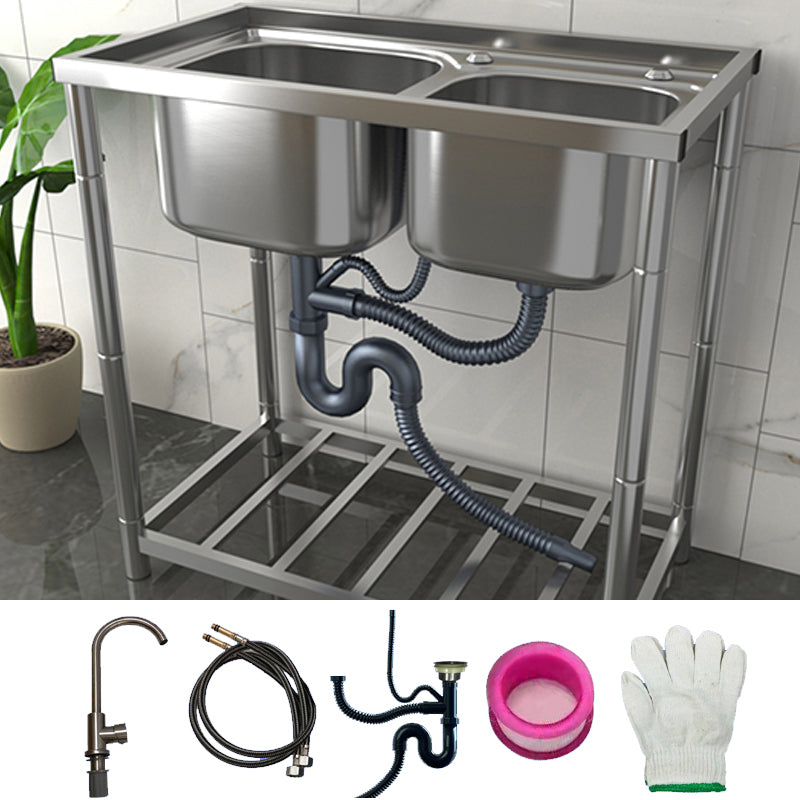 Modern Style Kitchen Sink Stainless Steel All-in-one Kitchen Sink with Drain Assembly 31"L x 17"W x 31"H Sink with Faucet Cold Water Dispensers Clearhalo 'Home Improvement' 'home_improvement' 'home_improvement_kitchen_sinks' 'Kitchen Remodel & Kitchen Fixtures' 'Kitchen Sinks & Faucet Components' 'Kitchen Sinks' 'kitchen_sinks' 7111039