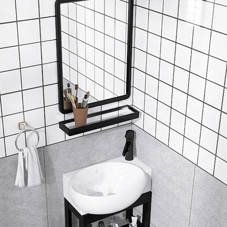 Contemporary Bathroom Sink Vanity Metal Wall-Mounted Bathroom Sink Vanity Clearhalo 'Bathroom Remodel & Bathroom Fixtures' 'Bathroom Vanities' 'bathroom_vanities' 'Home Improvement' 'home_improvement' 'home_improvement_bathroom_vanities' 7111054