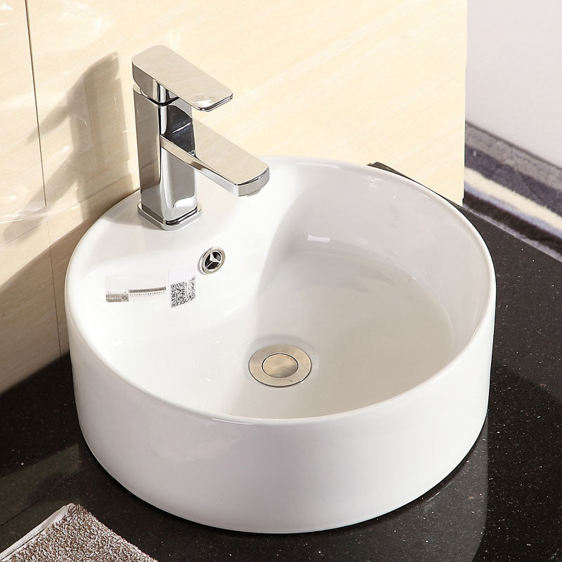 Vitreous China Vessel Lavatory Sink Contemporary Vessel Bathroom Sink 18"L x 18"W x 6"H Sink with Faucet Clearhalo 'Bathroom Remodel & Bathroom Fixtures' 'Bathroom Sinks & Faucet Components' 'Bathroom Sinks' 'bathroom_sink' 'Home Improvement' 'home_improvement' 'home_improvement_bathroom_sink' 7111099