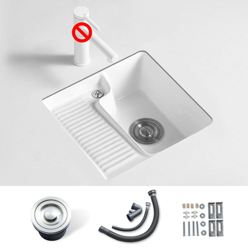 Traditional Undermount Vanity Sink Rectangular Porcelain Right Basin Bathroom Sink 17"L x 17"W x 7"H Sink Clearhalo 'Bathroom Remodel & Bathroom Fixtures' 'Bathroom Sinks & Faucet Components' 'Bathroom Sinks' 'bathroom_sink' 'Home Improvement' 'home_improvement' 'home_improvement_bathroom_sink' 7111110