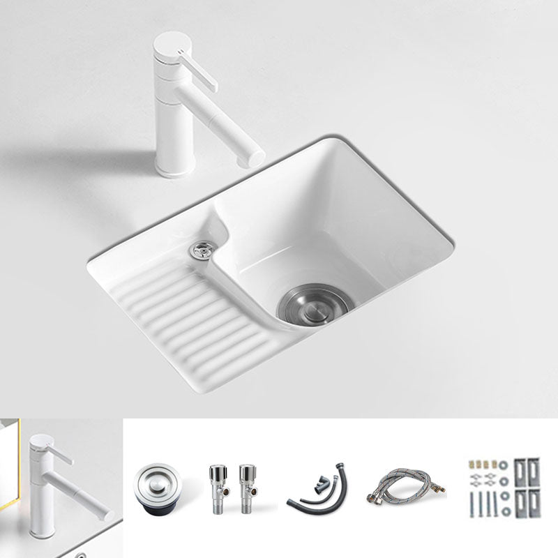 Traditional Undermount Vanity Sink Rectangular Porcelain Right Basin Bathroom Sink 19"L x 13"W x 7"H Sink with Faucet Clearhalo 'Bathroom Remodel & Bathroom Fixtures' 'Bathroom Sinks & Faucet Components' 'Bathroom Sinks' 'bathroom_sink' 'Home Improvement' 'home_improvement' 'home_improvement_bathroom_sink' 7111121