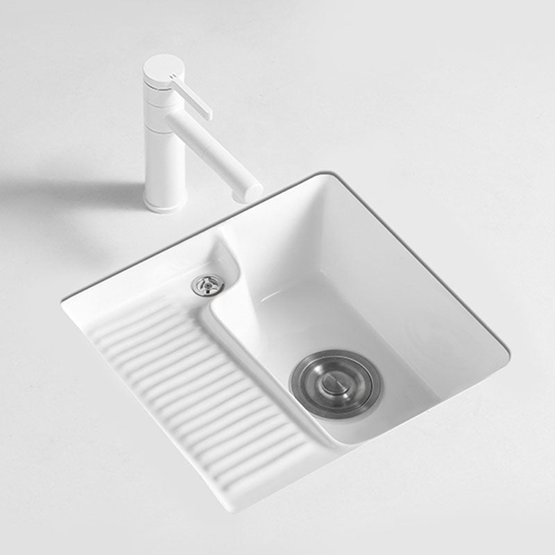 Traditional Undermount Vanity Sink Rectangular Porcelain Right Basin Bathroom Sink 17"L x 17"W x 7"H Sink with Faucet Clearhalo 'Bathroom Remodel & Bathroom Fixtures' 'Bathroom Sinks & Faucet Components' 'Bathroom Sinks' 'bathroom_sink' 'Home Improvement' 'home_improvement' 'home_improvement_bathroom_sink' 7111123