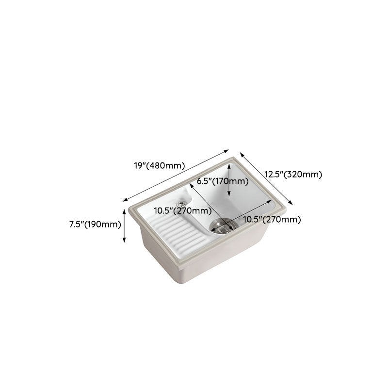 Traditional Undermount Vanity Sink Rectangular Porcelain Right Basin Bathroom Sink Clearhalo 'Bathroom Remodel & Bathroom Fixtures' 'Bathroom Sinks & Faucet Components' 'Bathroom Sinks' 'bathroom_sink' 'Home Improvement' 'home_improvement' 'home_improvement_bathroom_sink' 7111127