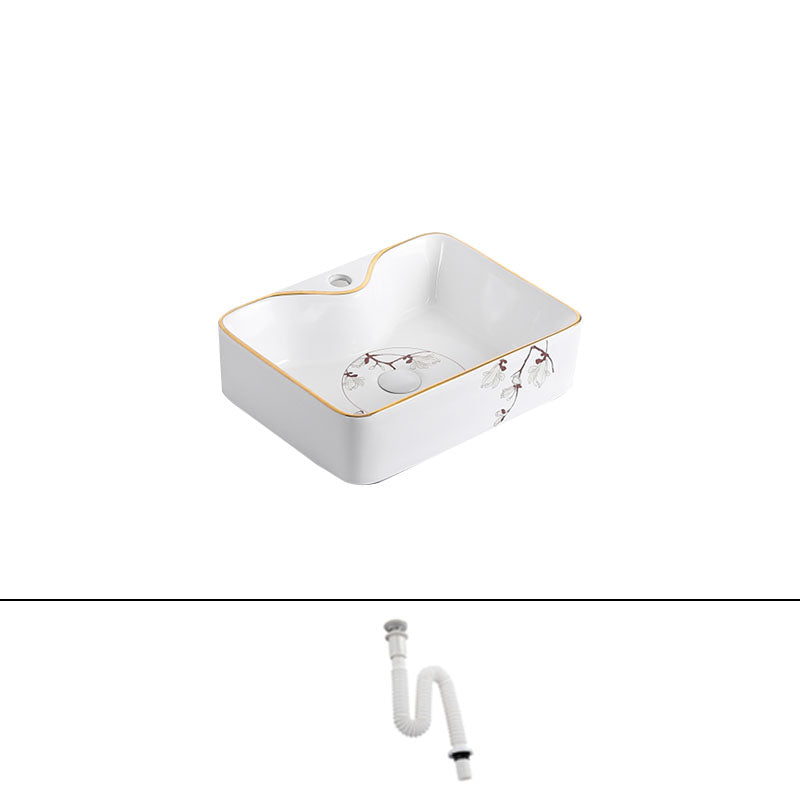 Traditional Vessel Sink Round Porcelain with Faucet Vessel Bathroom Sink 19"L x 15"W x 5"H Sink Clearhalo 'Bathroom Remodel & Bathroom Fixtures' 'Bathroom Sinks & Faucet Components' 'Bathroom Sinks' 'bathroom_sink' 'Home Improvement' 'home_improvement' 'home_improvement_bathroom_sink' 7111134