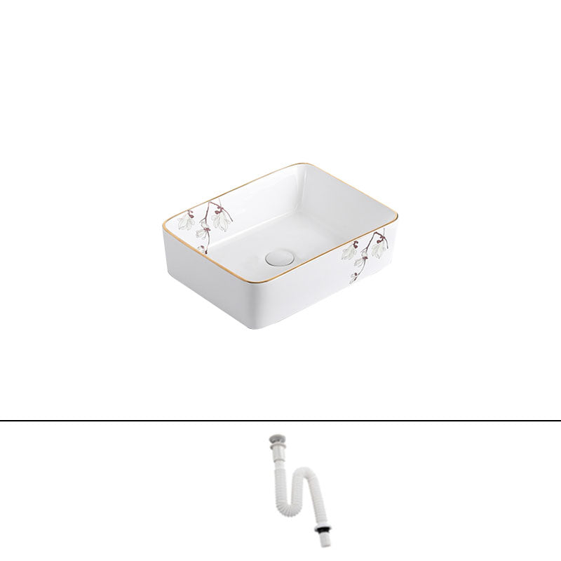 Traditional Vessel Sink Round Porcelain with Faucet Vessel Bathroom Sink 16"L x 12"W x 6"H Sink Clearhalo 'Bathroom Remodel & Bathroom Fixtures' 'Bathroom Sinks & Faucet Components' 'Bathroom Sinks' 'bathroom_sink' 'Home Improvement' 'home_improvement' 'home_improvement_bathroom_sink' 7111136