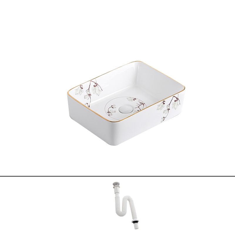 Traditional Vessel Sink Round Porcelain with Faucet Vessel Bathroom Sink 18.9"L x 14.6"W x 5.5"H Sink Clearhalo 'Bathroom Remodel & Bathroom Fixtures' 'Bathroom Sinks & Faucet Components' 'Bathroom Sinks' 'bathroom_sink' 'Home Improvement' 'home_improvement' 'home_improvement_bathroom_sink' 7111144