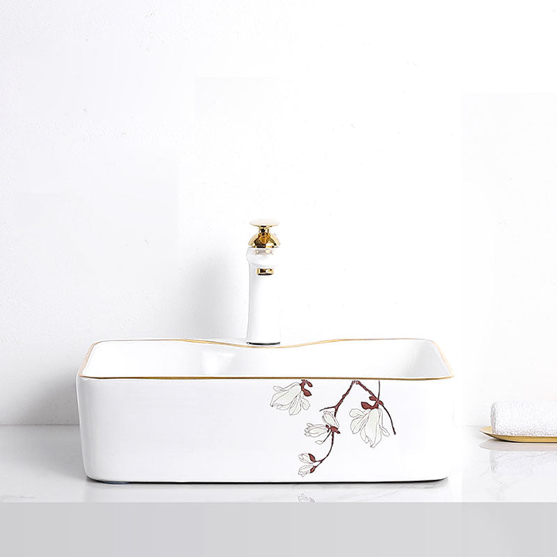 Traditional Vessel Sink Round Porcelain with Faucet Vessel Bathroom Sink Clearhalo 'Bathroom Remodel & Bathroom Fixtures' 'Bathroom Sinks & Faucet Components' 'Bathroom Sinks' 'bathroom_sink' 'Home Improvement' 'home_improvement' 'home_improvement_bathroom_sink' 7111145