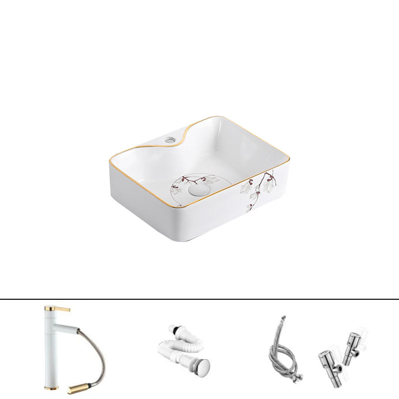 Traditional Vessel Sink Round Porcelain with Faucet Vessel Bathroom Sink 19"L x 15"W x 5"H Sink with Faucet Clearhalo 'Bathroom Remodel & Bathroom Fixtures' 'Bathroom Sinks & Faucet Components' 'Bathroom Sinks' 'bathroom_sink' 'Home Improvement' 'home_improvement' 'home_improvement_bathroom_sink' 7111152