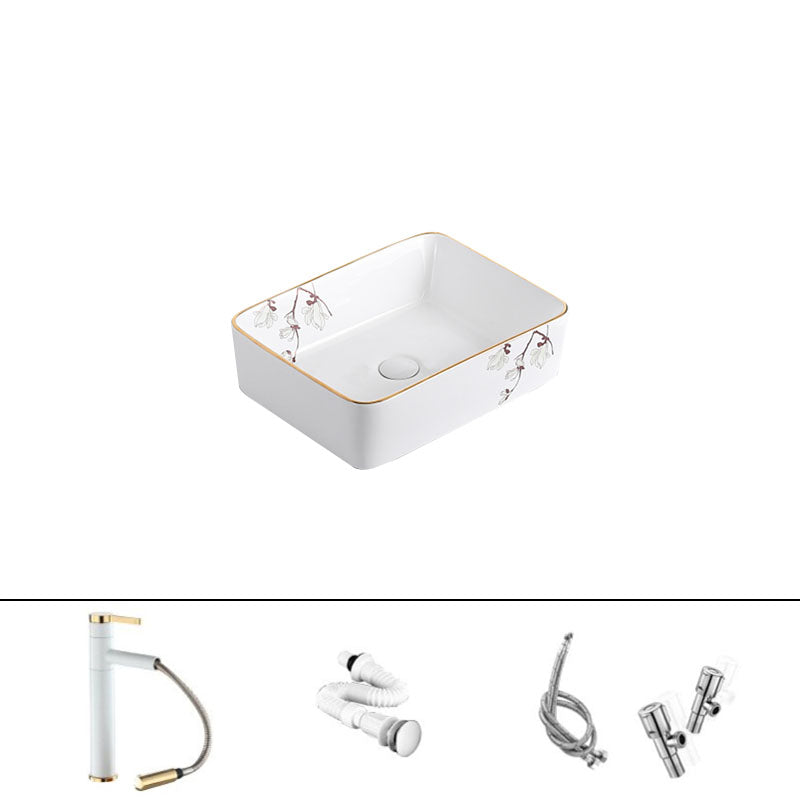 Traditional Vessel Sink Round Porcelain with Faucet Vessel Bathroom Sink 16"L x 12"W x 6"H Sink with Faucet Clearhalo 'Bathroom Remodel & Bathroom Fixtures' 'Bathroom Sinks & Faucet Components' 'Bathroom Sinks' 'bathroom_sink' 'Home Improvement' 'home_improvement' 'home_improvement_bathroom_sink' 7111153