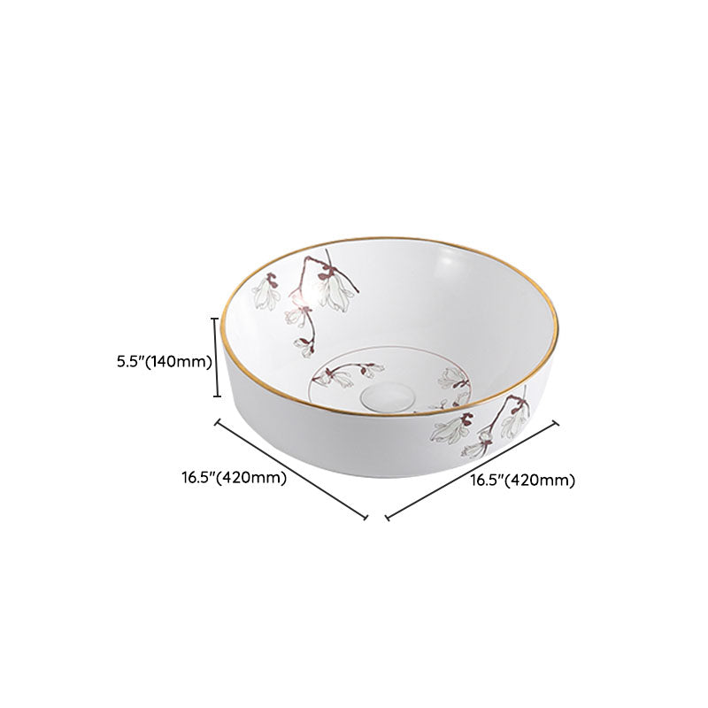 Traditional Vessel Sink Round Porcelain with Faucet Vessel Bathroom Sink Clearhalo 'Bathroom Remodel & Bathroom Fixtures' 'Bathroom Sinks & Faucet Components' 'Bathroom Sinks' 'bathroom_sink' 'Home Improvement' 'home_improvement' 'home_improvement_bathroom_sink' 7111166