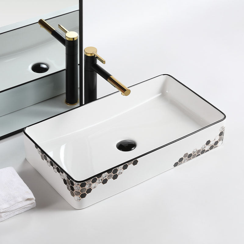 Modern Vessel Bathroom Sink Rectangular Porcelain with Pop-Up Drain Vessel Lavatory Sink 24"L x 14"W x 4"H Sink with Faucet Clearhalo 'Bathroom Remodel & Bathroom Fixtures' 'Bathroom Sinks & Faucet Components' 'Bathroom Sinks' 'bathroom_sink' 'Home Improvement' 'home_improvement' 'home_improvement_bathroom_sink' 7111173