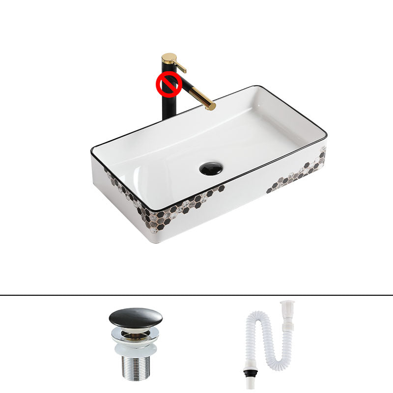 Modern Vessel Bathroom Sink Rectangular Porcelain with Pop-Up Drain Vessel Lavatory Sink 24"L x 14"W x 4"H Sink Clearhalo 'Bathroom Remodel & Bathroom Fixtures' 'Bathroom Sinks & Faucet Components' 'Bathroom Sinks' 'bathroom_sink' 'Home Improvement' 'home_improvement' 'home_improvement_bathroom_sink' 7111175
