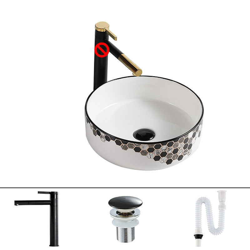 Modern Vessel Bathroom Sink Rectangular Porcelain with Pop-Up Drain Vessel Lavatory Sink 14"L x 14"W x 5"H Sink with Faucet Clearhalo 'Bathroom Remodel & Bathroom Fixtures' 'Bathroom Sinks & Faucet Components' 'Bathroom Sinks' 'bathroom_sink' 'Home Improvement' 'home_improvement' 'home_improvement_bathroom_sink' 7111193