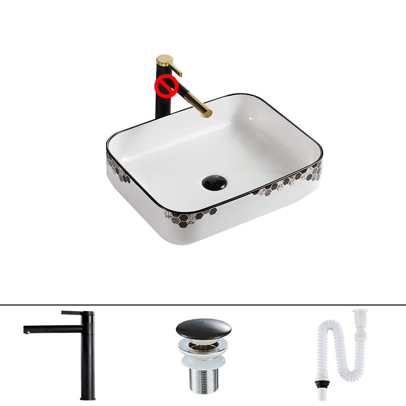 Modern Vessel Bathroom Sink Rectangular Porcelain with Pop-Up Drain Vessel Lavatory Sink 19.7"L x 15.7"W x 5.5"H Sink with Faucet Clearhalo 'Bathroom Remodel & Bathroom Fixtures' 'Bathroom Sinks & Faucet Components' 'Bathroom Sinks' 'bathroom_sink' 'Home Improvement' 'home_improvement' 'home_improvement_bathroom_sink' 7111195