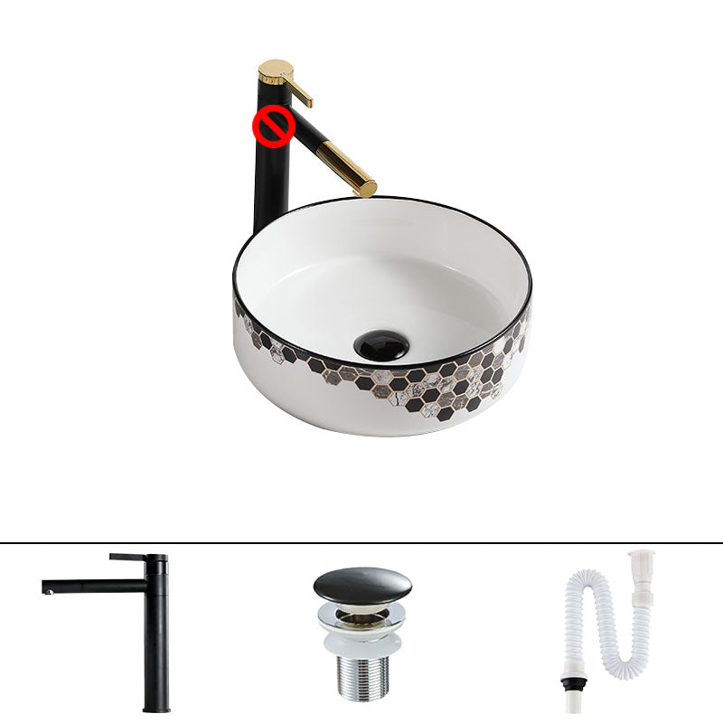 Modern Vessel Bathroom Sink Rectangular Porcelain with Pop-Up Drain Vessel Lavatory Sink 15.7"L x 15.7"W x 5.1"H Sink with Faucet Clearhalo 'Bathroom Remodel & Bathroom Fixtures' 'Bathroom Sinks & Faucet Components' 'Bathroom Sinks' 'bathroom_sink' 'Home Improvement' 'home_improvement' 'home_improvement_bathroom_sink' 7111196