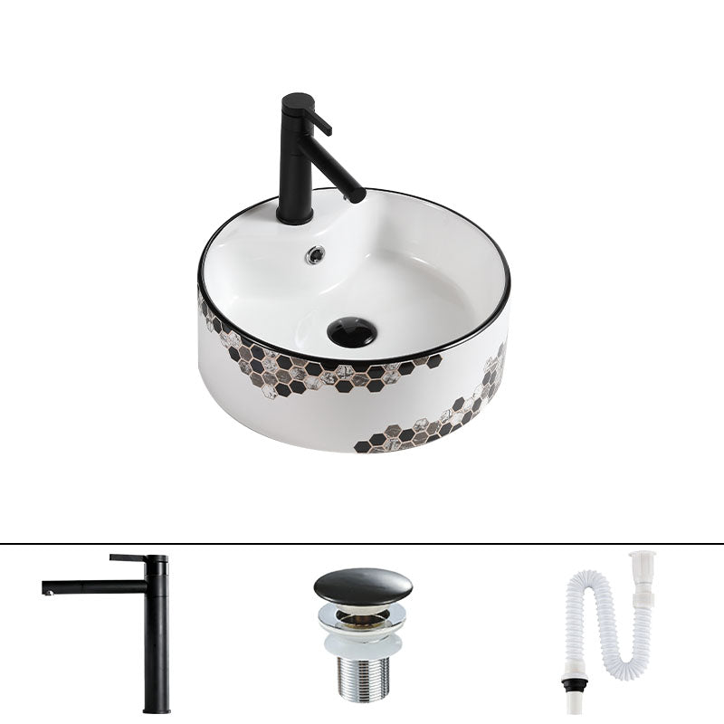 Modern Vessel Bathroom Sink Rectangular Porcelain with Pop-Up Drain Vessel Lavatory Sink 14"L x 14"W x 6"H Sink with Faucet Clearhalo 'Bathroom Remodel & Bathroom Fixtures' 'Bathroom Sinks & Faucet Components' 'Bathroom Sinks' 'bathroom_sink' 'Home Improvement' 'home_improvement' 'home_improvement_bathroom_sink' 7111200