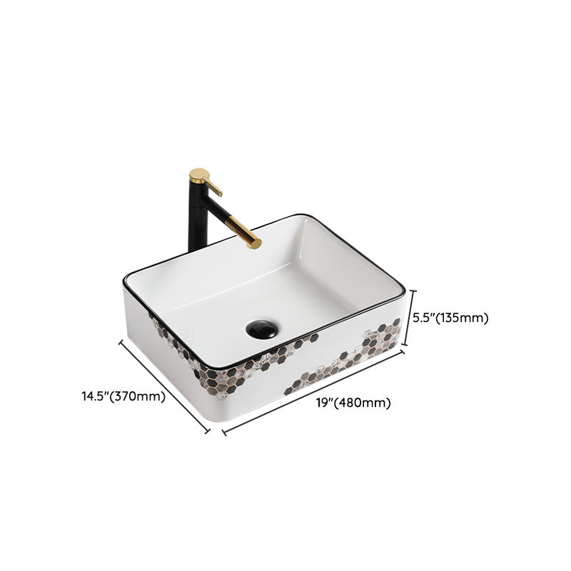 Modern Vessel Bathroom Sink Rectangular Porcelain with Pop-Up Drain Vessel Lavatory Sink Clearhalo 'Bathroom Remodel & Bathroom Fixtures' 'Bathroom Sinks & Faucet Components' 'Bathroom Sinks' 'bathroom_sink' 'Home Improvement' 'home_improvement' 'home_improvement_bathroom_sink' 7111203