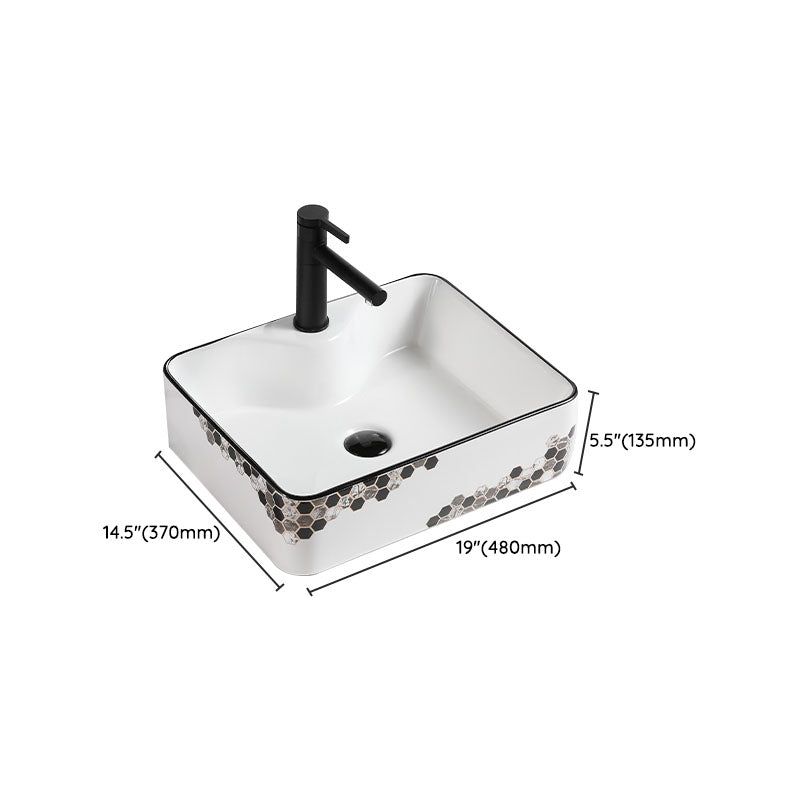 Modern Vessel Bathroom Sink Rectangular Porcelain with Pop-Up Drain Vessel Lavatory Sink Clearhalo 'Bathroom Remodel & Bathroom Fixtures' 'Bathroom Sinks & Faucet Components' 'Bathroom Sinks' 'bathroom_sink' 'Home Improvement' 'home_improvement' 'home_improvement_bathroom_sink' 7111204