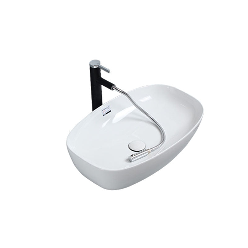 White Vessel Sink Faucet Porcelain Bathroom Sink with Pop-Up Drain Clearhalo 'Bathroom Remodel & Bathroom Fixtures' 'Bathroom Sinks & Faucet Components' 'Bathroom Sinks' 'bathroom_sink' 'Home Improvement' 'home_improvement' 'home_improvement_bathroom_sink' 7111223
