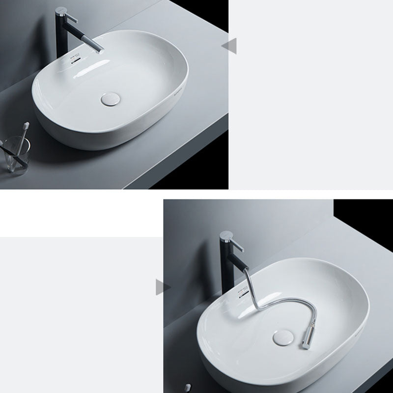 White Vessel Sink Faucet Porcelain Bathroom Sink with Pop-Up Drain Clearhalo 'Bathroom Remodel & Bathroom Fixtures' 'Bathroom Sinks & Faucet Components' 'Bathroom Sinks' 'bathroom_sink' 'Home Improvement' 'home_improvement' 'home_improvement_bathroom_sink' 7111225